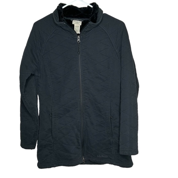 L.L. Bean Jackets & Blazers - Ll Bean Women’s Faux Fur Lined Quilted Coat Jacket Size Small Petite Black